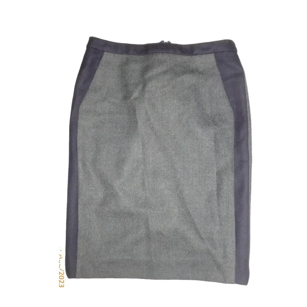 J. Crew No 2 Pencil Skirt 100% Wool Charcoal Gray Lined 30x23